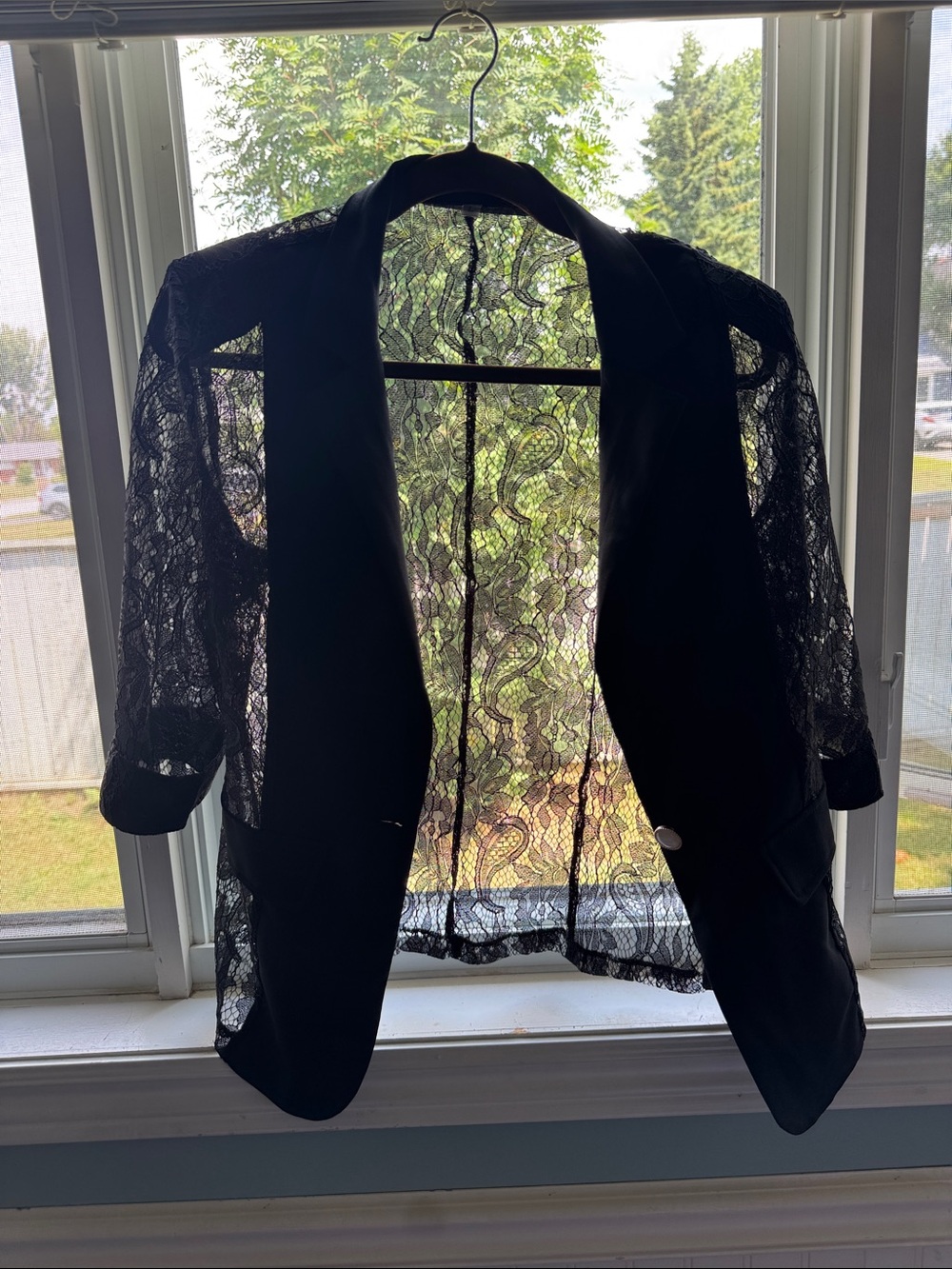 SHEIN Black Lace Blazer Jacket